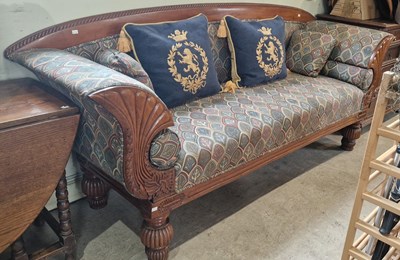 Lot 661 - A large Regency style carved wood sofa, 101cm...