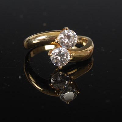 Lot 208Y - A 14ct gold and cubic zirconia two stone cross-...