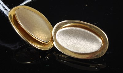 Lot 210J - A pair of yellow metal oval earrings stamped...