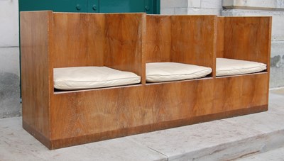 Lot 83 - An early 20th century Art Deco walnut settle,...