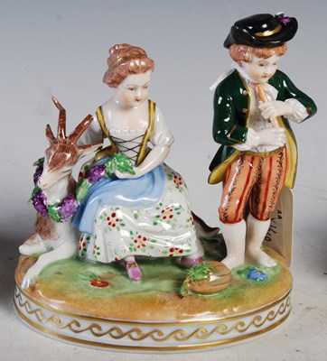 Lot 24 - A group of four Dresden porcelain double...