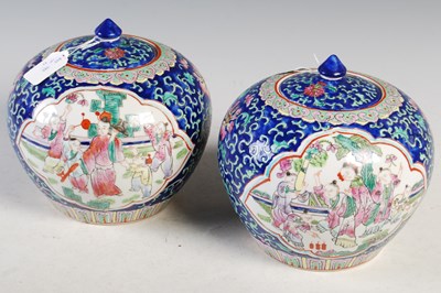 Lot 335 - A pair of decorative Chinese porcelain blue...