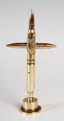 Lot 140 - A Trench Art crucifix cross on stand, Irish...