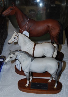 Lot 415 - Three Beswick matt glazed horse figures to...