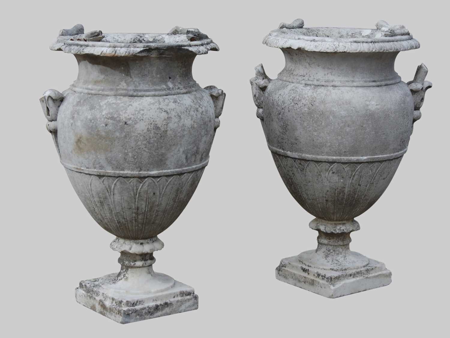 Lot 104 - A pair of antique white marble Neoclassical...