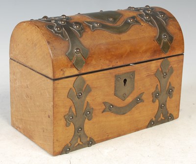 Lot 361 - A Victorian walnut and brass bound dome top...