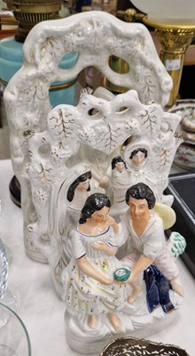 Lot 430 - Three assorted Staffordshire flatback figure...