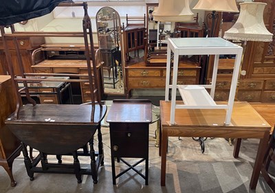 Lot 726 - A group of furniture to include towel rail;...