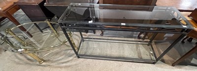 Lot 714 - A metal and glass rectangular console table,...