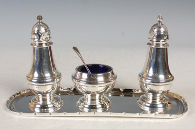 Lot 139 - A silver four piece cruet set comprising...
