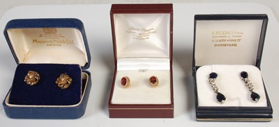 Lot 201 - Three pairs of assorted earrings to include a...