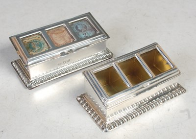 Lot 225 - Two vintage silver rectangular three division...