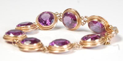 Lot 260 - A late 19th century yellow metal and amethyst...
