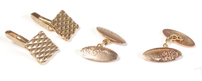 Lot 264 - Two pairs of 9ct gold cufflinks, gross weight...