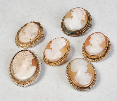 Lot 255B - A collection of six assorted cameo brooches.