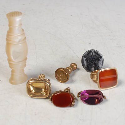Lot 255D - Two yellow metal seal fobs, one with citrine...