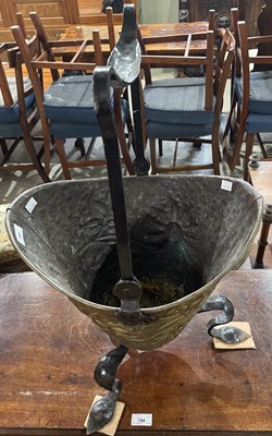 Lot 747 - An Art Nouveau brass and wrought iron fuel bin,...