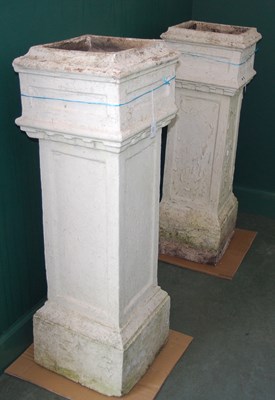 Lot 789 - A pair of later painted fire clay square...