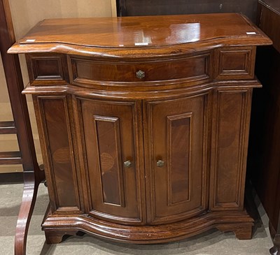 Lot 792 - A reproduction mahogany bowfront side cabinet,...