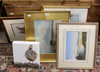 Lot 798 - A group of five decorative pictures to include...