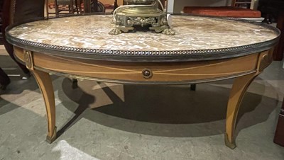 Lot 813 - A mahogany, marble and gilt metal mounted oval...