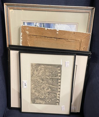 Lot 817 - A group of five decorative pictures and prints...