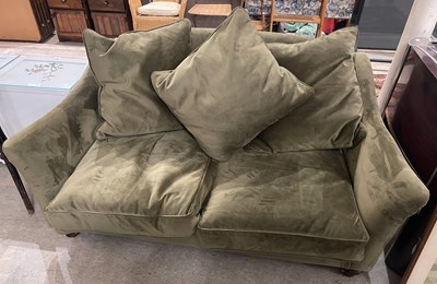 Lot 834 - A contemporary green velvet upholstered two...