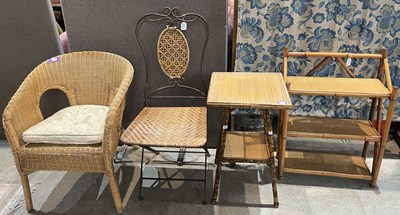 Lot 841 - A group of wicker furniture to include square...