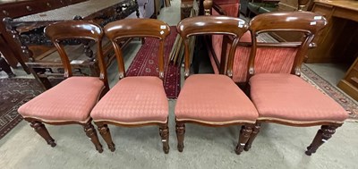 Lot 762 - Four Victorian mahogany balloon back dining...