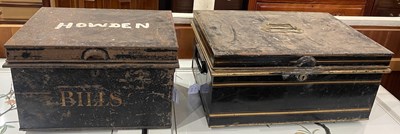 Lot 768 - Two Japanned metal rectangular shaped twin...