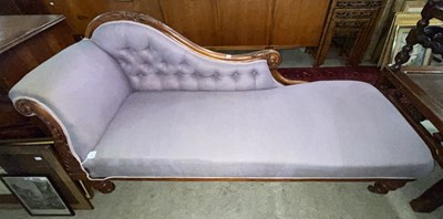 Lot 758 - A Victorian mahogany chaise longue, with...