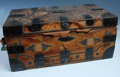 Lot 11 - A 19th century trunk by Seabrook, in leather...