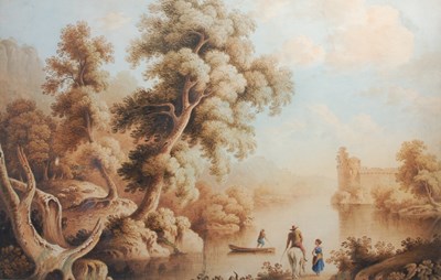 Lot 784 - William Havell (1782-1857) A river scene with...