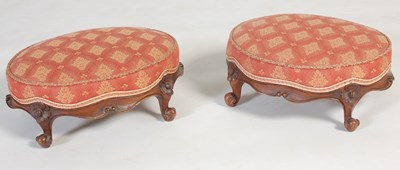 Lot 45 - A pair of late 19th century walnut upholstered...