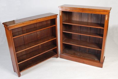 Lot 23 - A walnut open bookcase, with applied gilt...