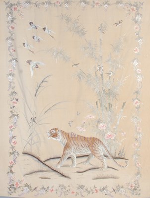 Lot 864 - A Chinese silkwork hanging, late 19th century,...