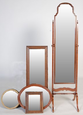 Lot 868 - A mahogany cheval mirror, 161.5cm high;...