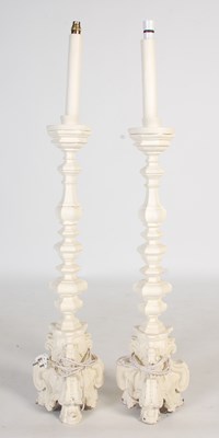 Lot 67 - A pair of white painted Italian style standard...