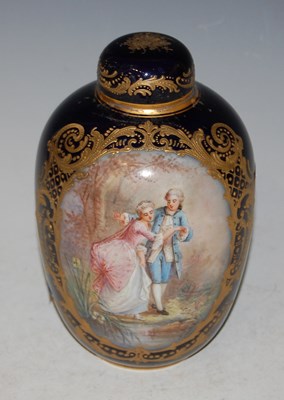 Lot 32 - A Sevres porcelain cobalt blue ground...