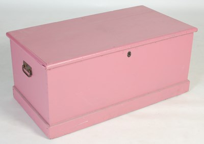 Lot 104 - A later pink painted pine kist, the hinged...