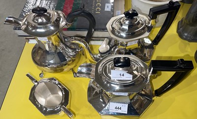 Lot 444 - A three piece electroplated coffee set,...