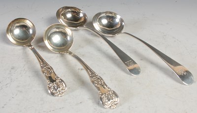 Lot 229 - Two pairs of silver sauce ladles, to include a...
