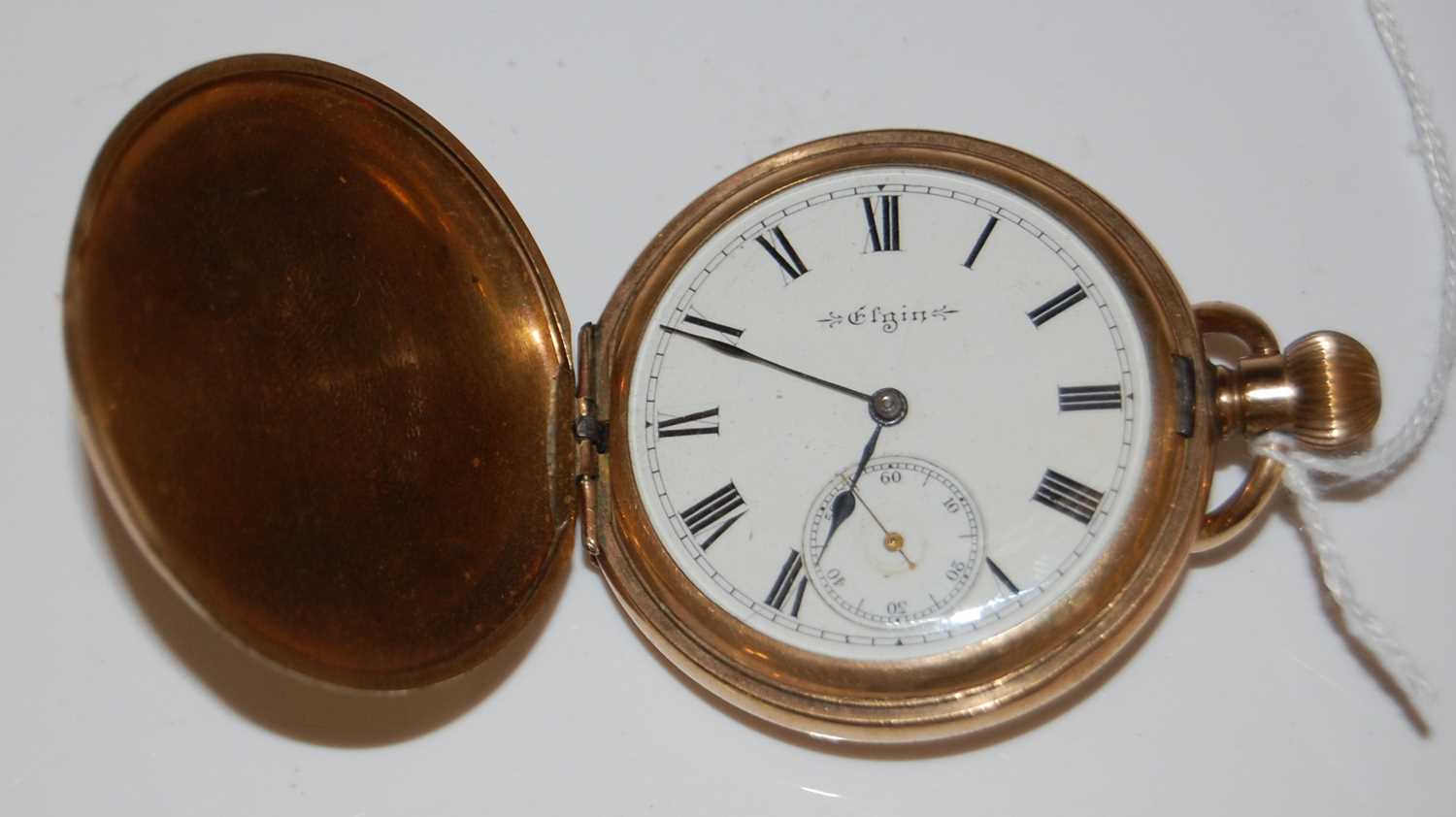 Lot 38 - A vintage yellow metal hunter cased Elgin...