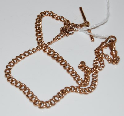 Lot 41B - A 9ct gold Albert chain with T-bar suspension,...