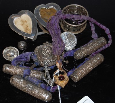 Lot 66 - An Indian / Tibetan white metal and purple,...