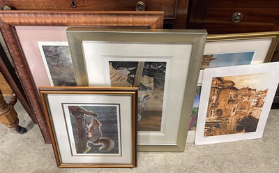 Lot 853 - A collection of seven decorative pictures and...