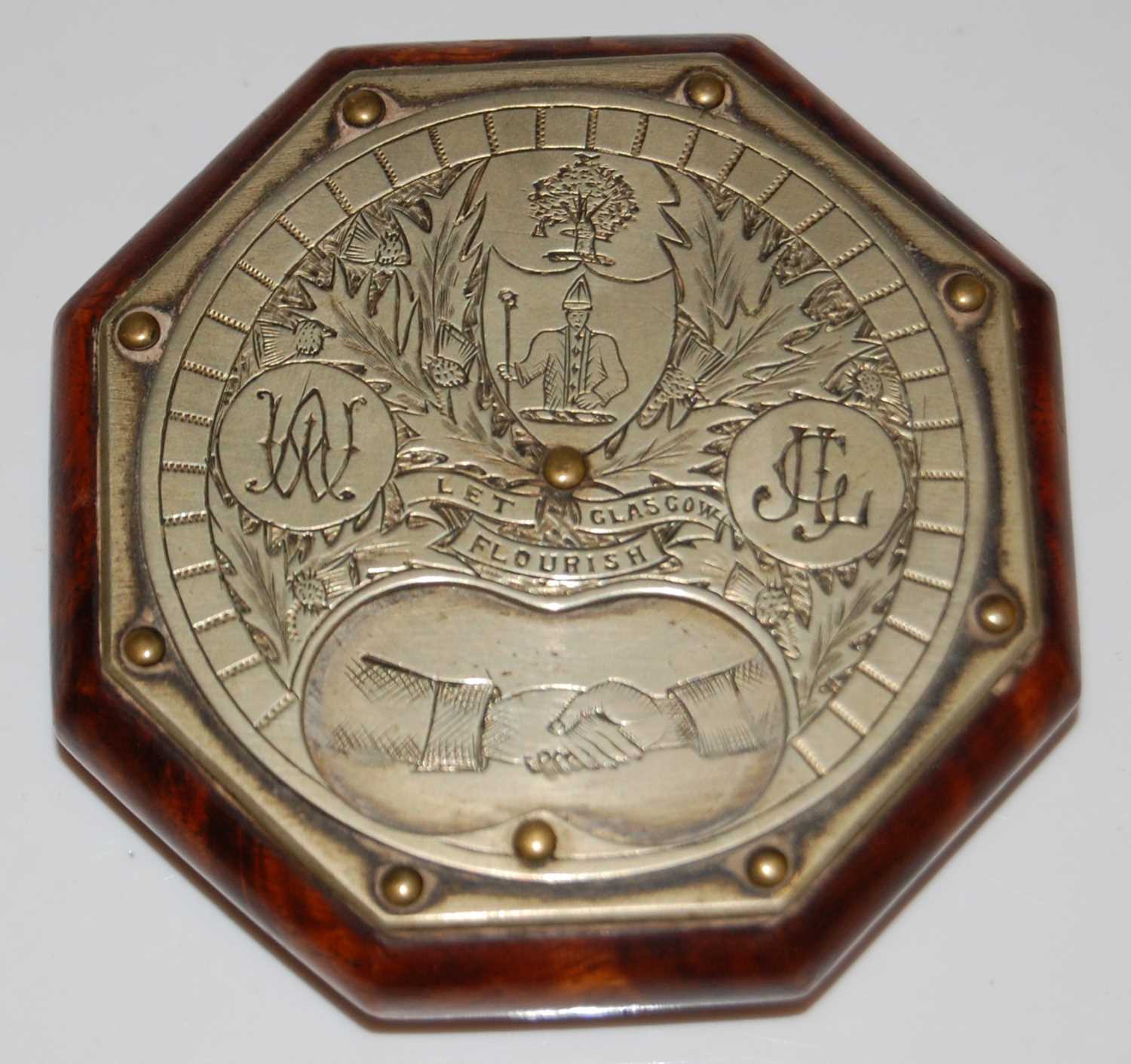 Lot 71 - A 19th century white metal mounted octagonal...