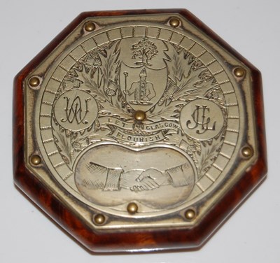 Lot 71 - A 19th century white metal mounted octagonal...