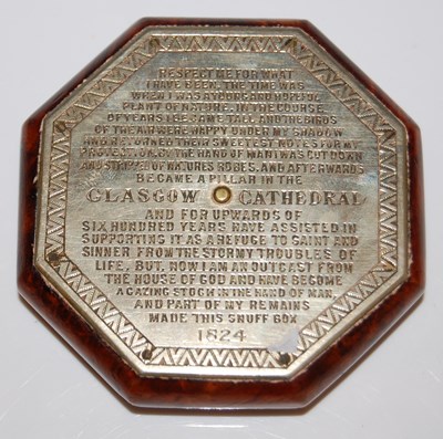 Lot 71 - A 19th century white metal mounted octagonal...