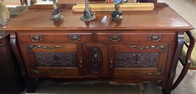 Lot 929 - An Art Nouveau style mahogany sideboard,...
